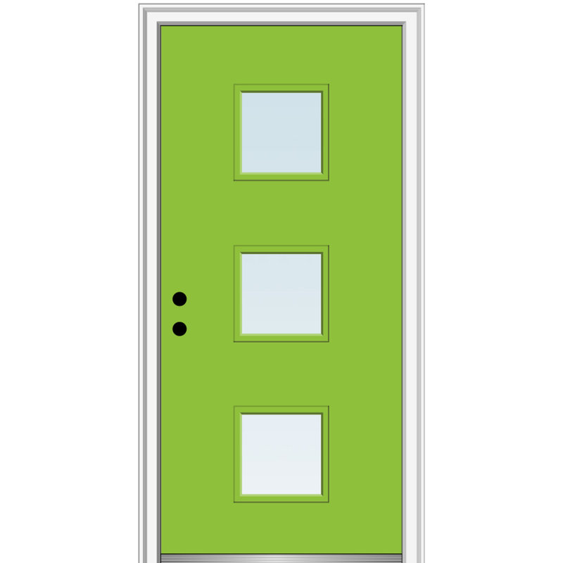 Porte d’entrée pré-raccrochée en acier Spotlight, H 80 po x l 32 po x P 1,75po, S'ouvre à droite vers l'intérieur, Noir
