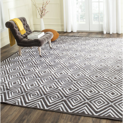 Oakley Handwoven Kilim Wool Charcoal Rug
