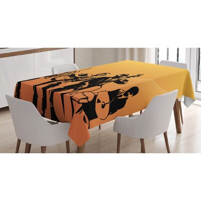 Ambesonne Jazz Music Tablecloth, Silhouette Of Jazz Quartet Performing On Stage Acoustic Passion Old Style Art, Rectangular Table Cover For Dining Roo -  East Urban Home, 1B5D6974848A4AF586BB9A8727540338