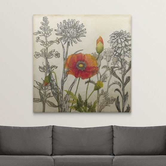 «Doughtry Émergent Poppy», Megan Meagher, reproduction d'art, H 35 po x l 35 po x P 1,5 po, Toile