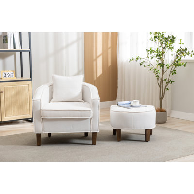 Fauteuil d'appoint avec repose-pieds, fauteuil demi-tonneau club Mid-Century