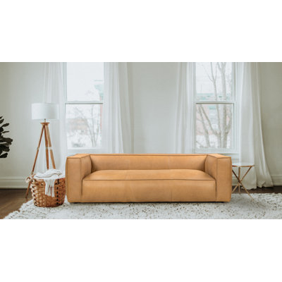 100" Genuine Leather Square Arm Sofa