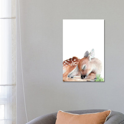 Woodland Sleeping Fawn - Wrapped Canvas Painting