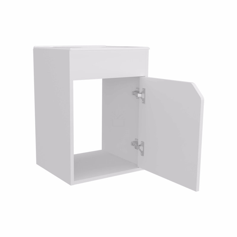 Meuble-lavabo flottant pour salle de bain avec porte, Blanc