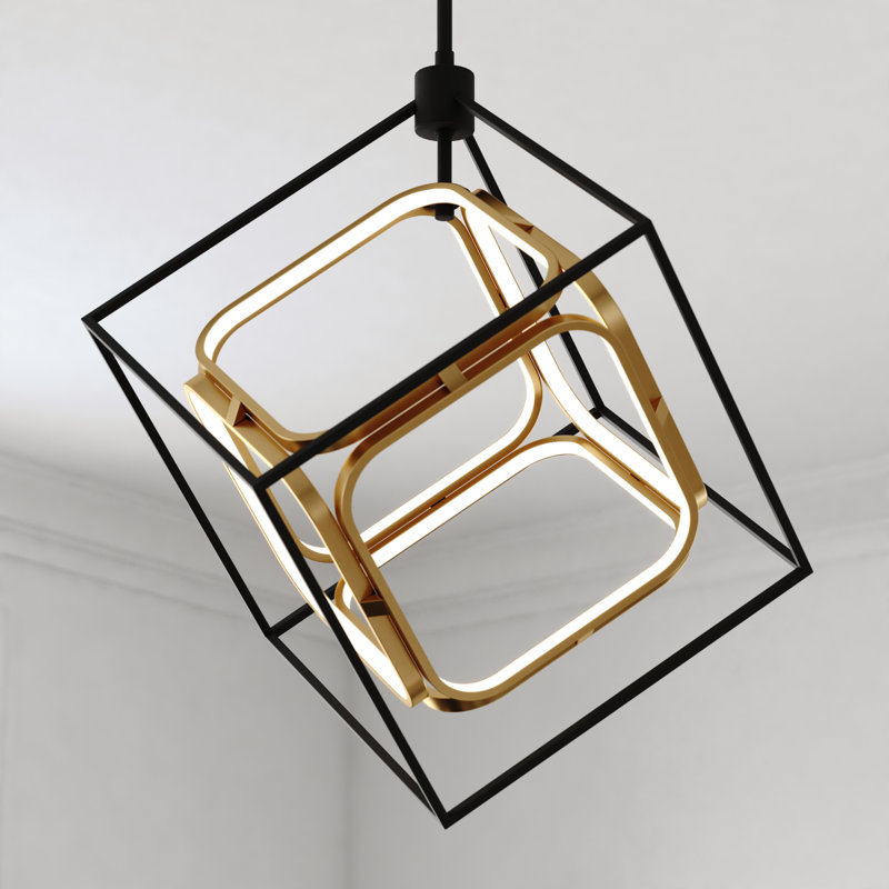 Janaijah 1L Integrated LED Geometric Matte Black And Gold Contemporary Pendant Light