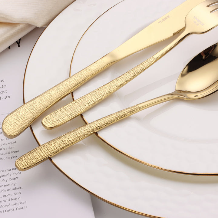 20 Pc Flatware Set Gold with Colorblock Handles