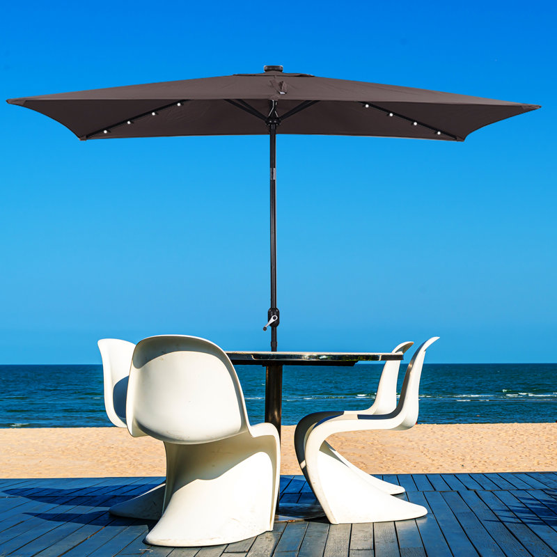 Parasol de marché rectangulaire lumineux Ishaan 9 pi x 6,5 pi, Taupe
