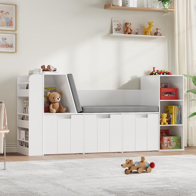 Storage Bookcase With Reading Nook And Drawers, Display Case