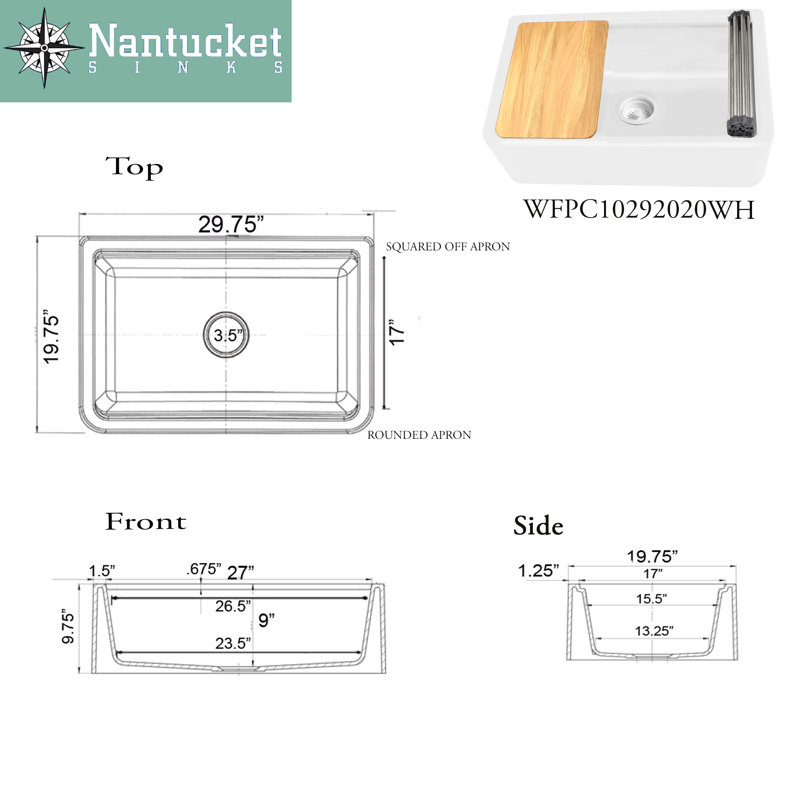 Plymouth 29.75'' L Single Basin Kitchen Sink, White
