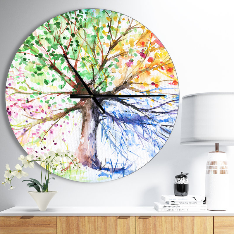 Arbre quatre saisons - horloge murale moderne, Moyen