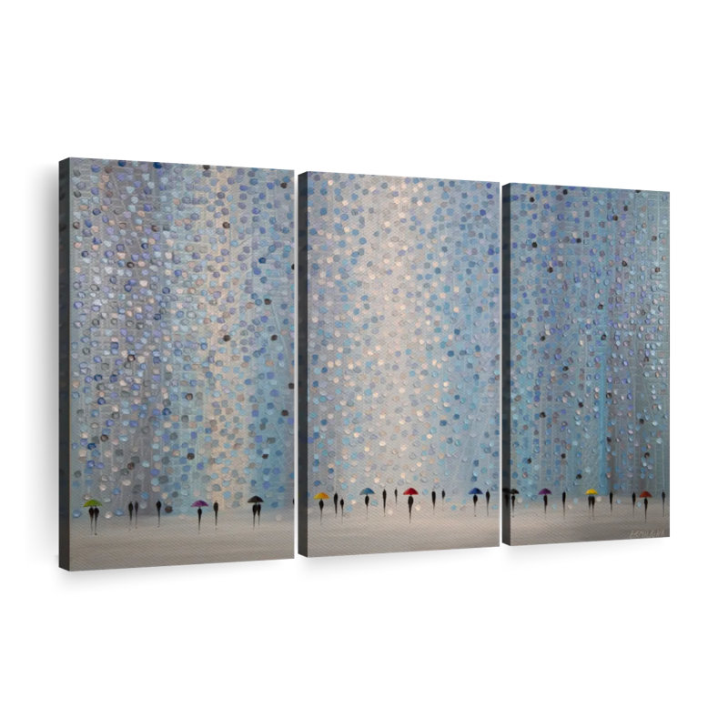 " Little Umbrellas " 3 - Pieces, 36" H x 57" W