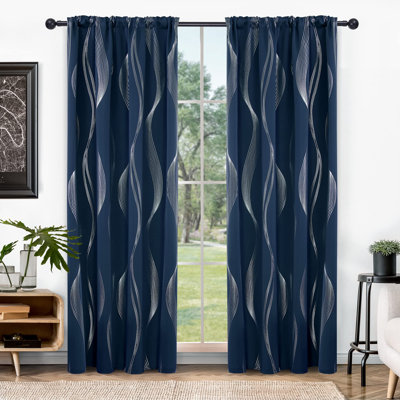 Cirila Back Tab Rod Pocket Silver Wave Curtain Panels
