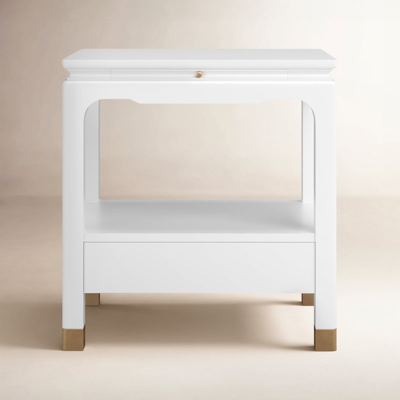 Eave Bedside Table | Darkened Sage, White