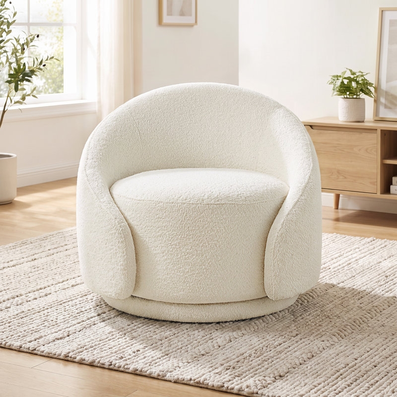 Gabbanelli Upholstered Accent Chair, White Boucle