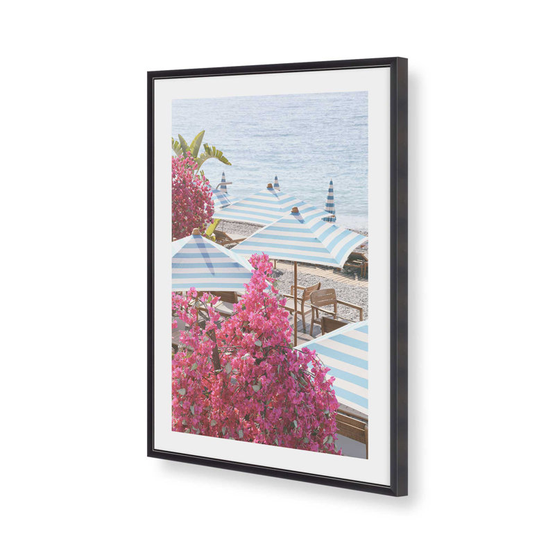 «Bougainvillea By The Sea», reproduction d'art, Cadre de coin ouvert en zinc patiné, H 15,25 po x l 12,25 po
