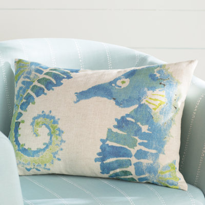 Seahorse Linen Lumbar Pillow