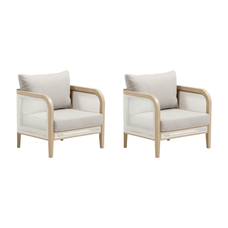 Chaise de patio rembourrée Boho avec structure en bois massif, Coussin gris / structure en chêne gris
