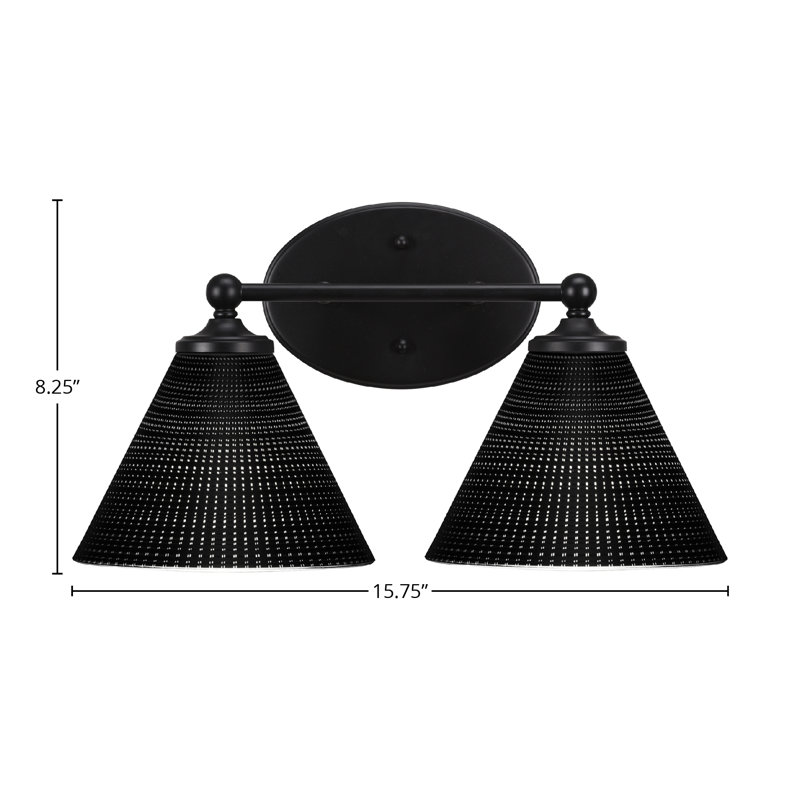 Barre d'éclairage de salle de bain Aitkens avec verre noir mat 7 po, Noir mat, 2