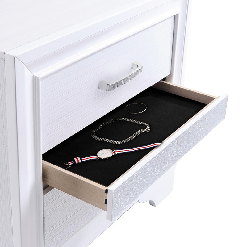 Table de chevet blanche 2 pour chambre à coucher avec Secret Place - écrin moderne caché, Blanc
