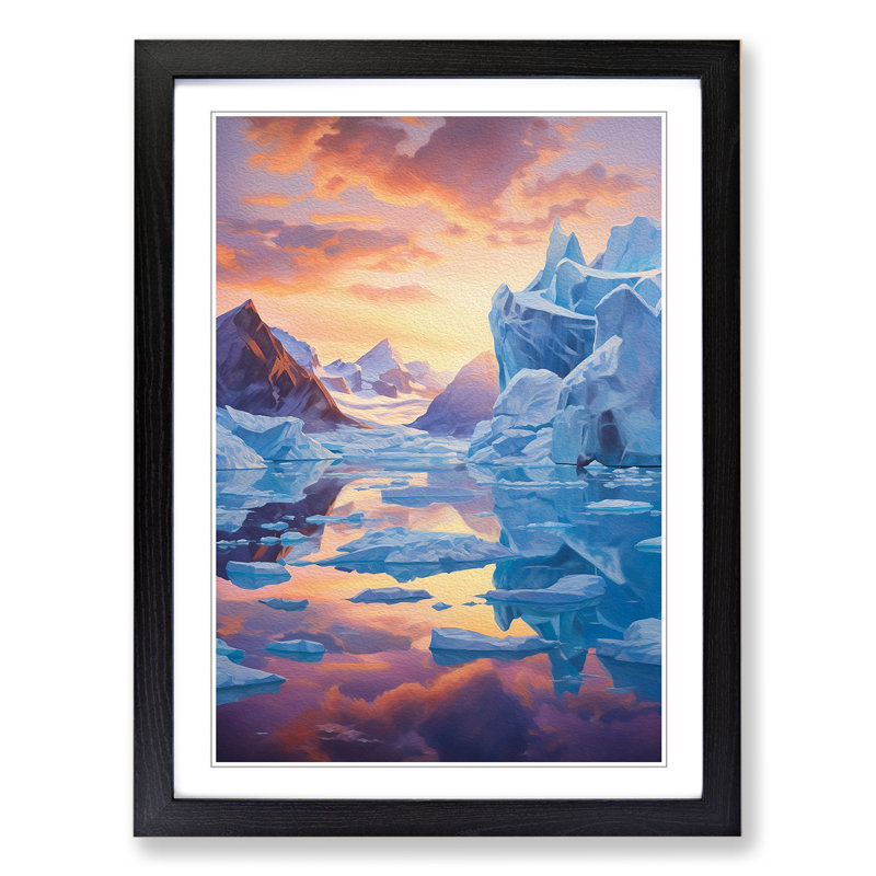 Glacier Impressionism - Framed Print, 34cm H x 25cm W x 2cm D, Black