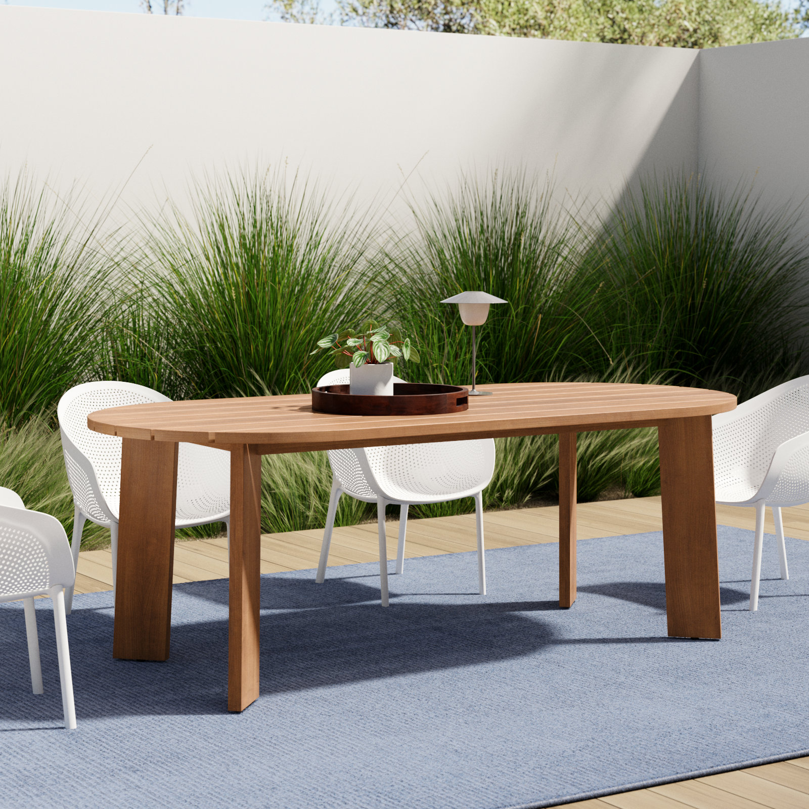 Pernelle 84" Teak Patio Dining Table, Natural