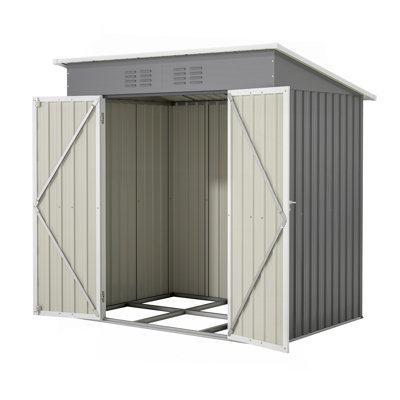 10'X4' Outdoor Metal Storage Shed For Garden Tools Lockable Door With Floor Frame