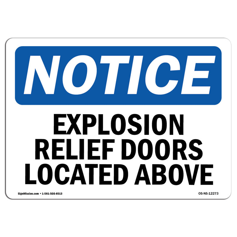 Portes anti-explosion situées au-dessus de l'enseigne, H 12 po x l 18 po x P 0,1 po