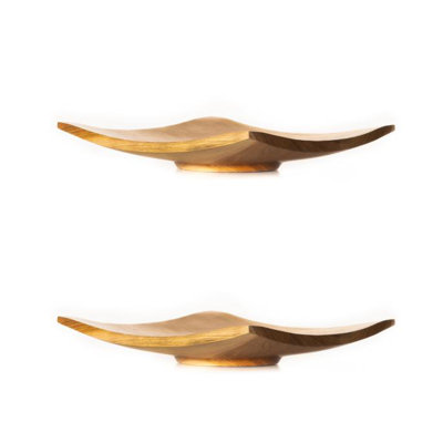 Ensemble de 2 assiettes en bois de teck Origami