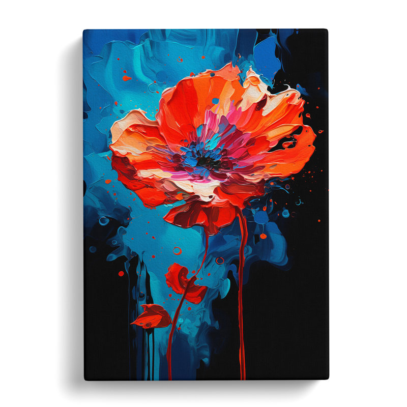 Poppy Flower Abstract - Wrapped Canvas, 60cm H x 40cm W x 3cm D