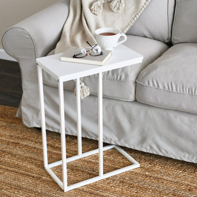 Gateshead Jamestown C-Shaped for Accessability Side End Table Ashwood Rustic Wood Grain and Metal