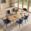 Ensemble de table de salle à manger extensible en placage de bois de 78 à 96 po avec 6 fauteuils à oreilles en chenille-1296197595
