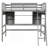 Twin Size Loft Bed With Storage Shelves, Desk And Ladder, Gray-1828780544