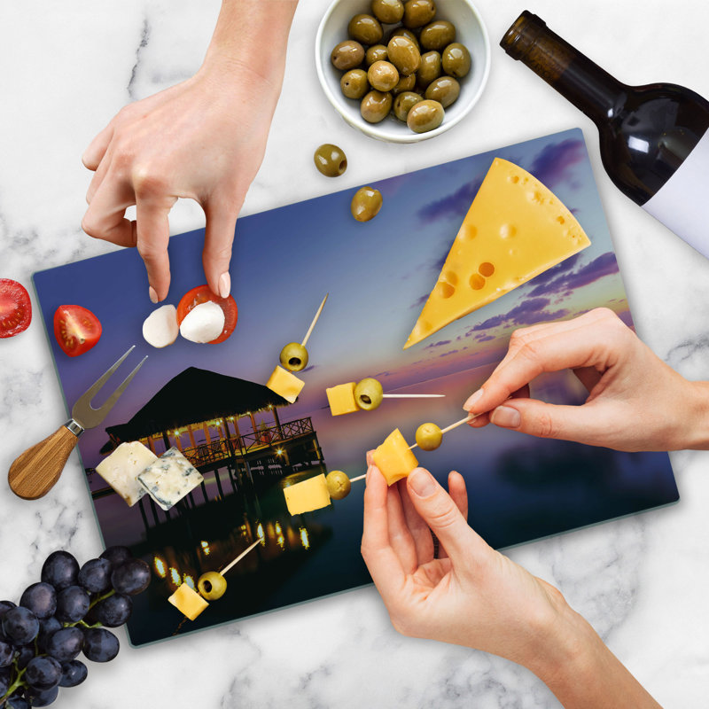 Ambesonne Tropical Cutting Board Large Size Arbor Dramatic Night Purple