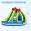 Parc aquatique gonflable 13 x 15 pi avec glissoires doubles, canons à eau et panier de basketball pour enfants