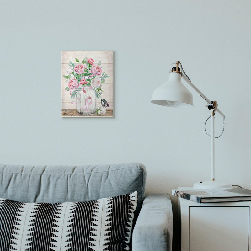 « espère-pot papillon rose », reproduction d’art, H 10 po x l 15 po x P 0,5 po, Plaque en bois