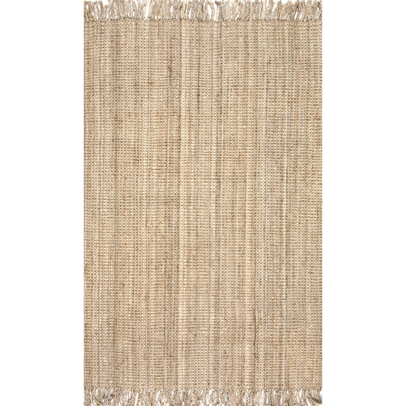 Isalena Handmade Flatweave Farmhouse Jute Area Rug in Natural, Rectangle 3' x 5'