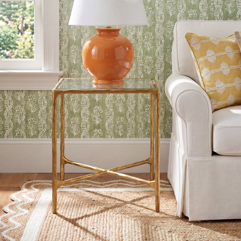 Table de bout Evelynn, Laiton, Marbre blanc