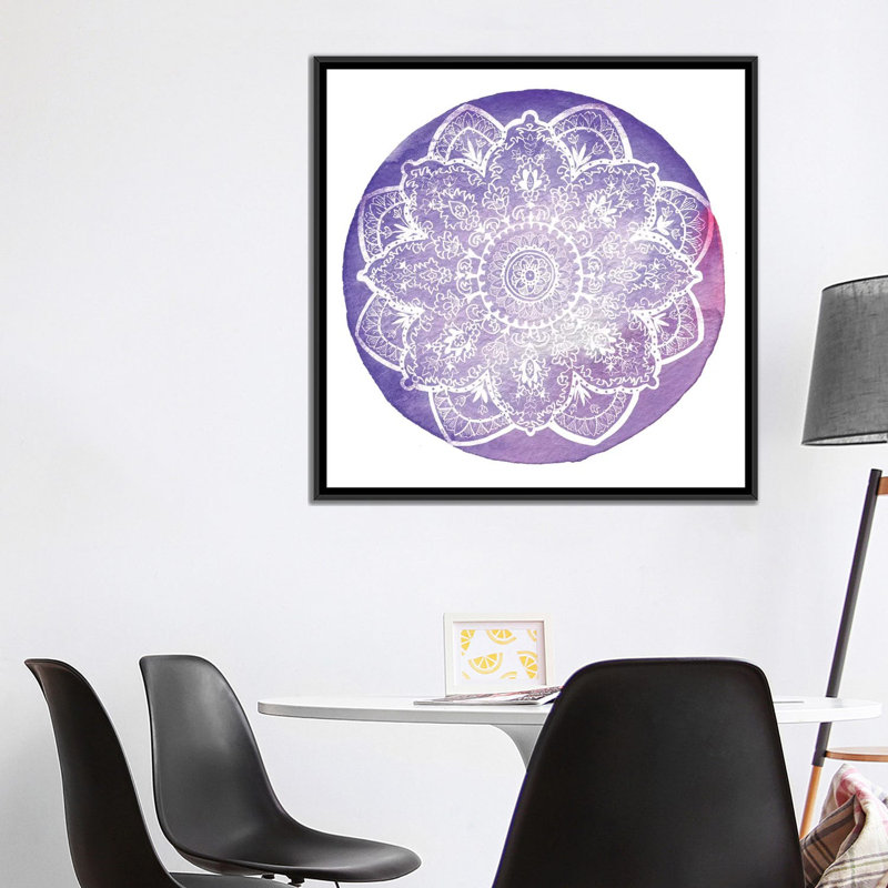 « plum primrose », reproduction sur toile, H 18 po x l 18 po x P 1,5 po, Pas de tapis, Toile avec cadre noir