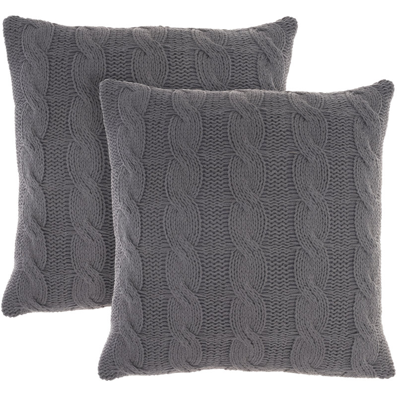 Cotton Reversible Throw Pillow, Charcoal Gray