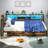 Corner Bed Frame with 2 Drawers and Storage Bookcase, Daybed with Charging Station and LED Lights-887620061