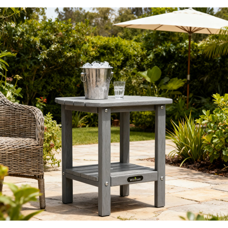 2-Tier Storage Adirondack Side Table,Grey