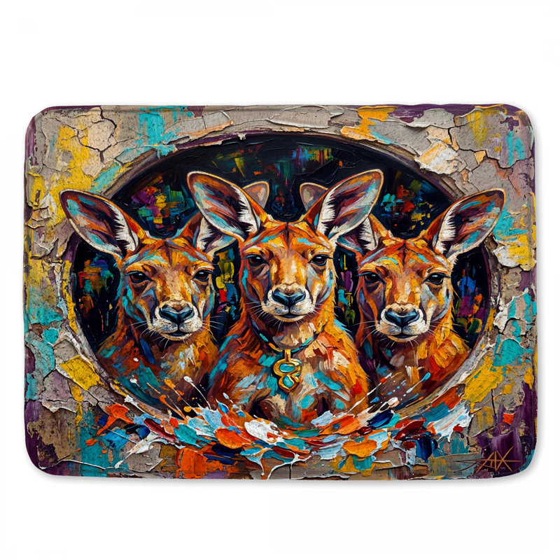 Tapis de bain abstrait Three Kangaroos, L 24 po x L 17 po