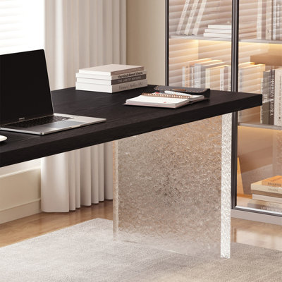 Black Half-Circle Solid Wood desk