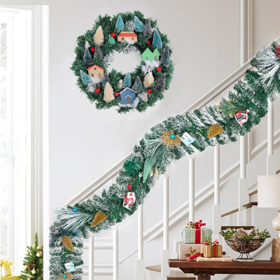 13.8 Inch Artificial Christmas Wreath For Front Door, Holiday Decor For Home Wall Window Indoor Outdoor Outside Winter