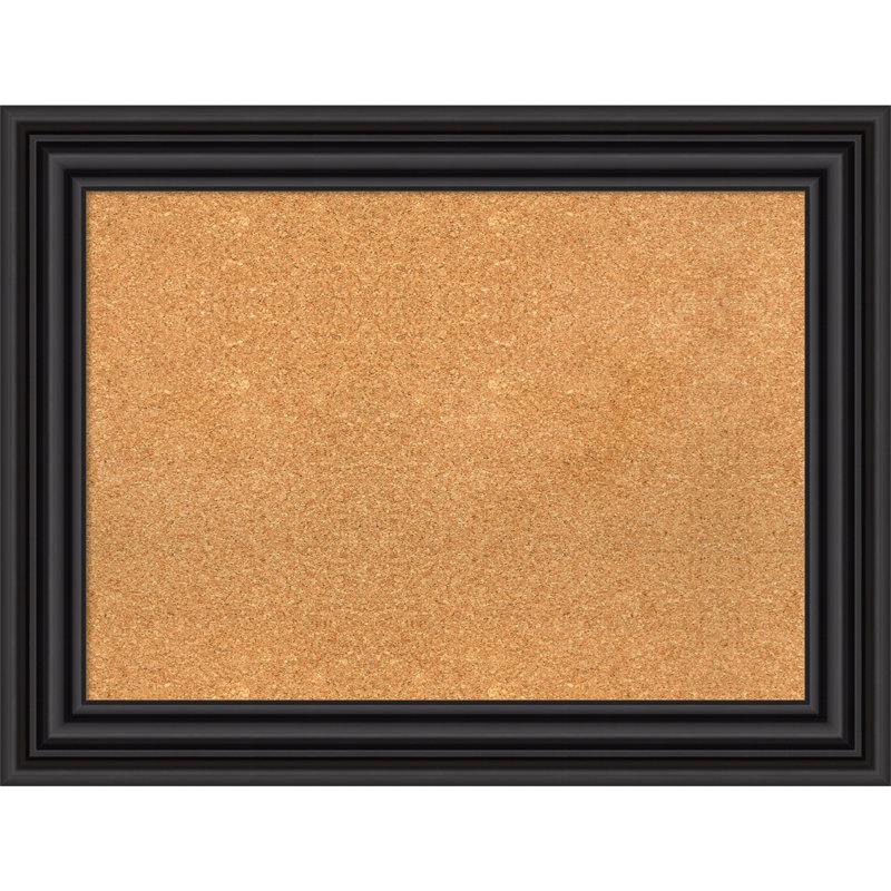 Natural Cork Bulletin Board with Black Plastic Frame 28x20