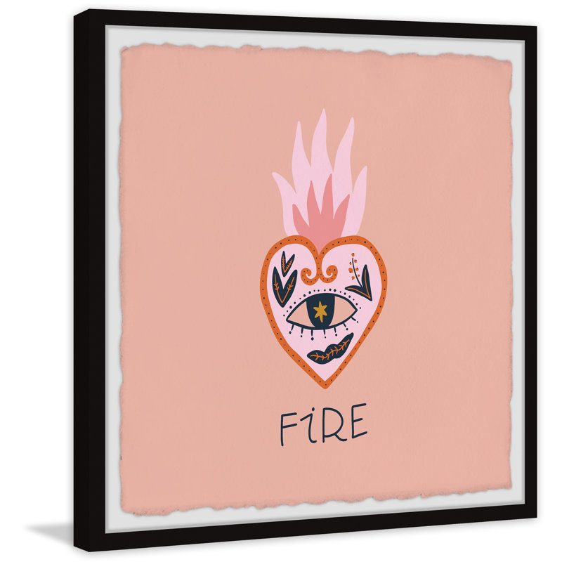 Heart On Fire - Single Picture Frame Painting, 30cm H x 30cm W x 3.81cm D