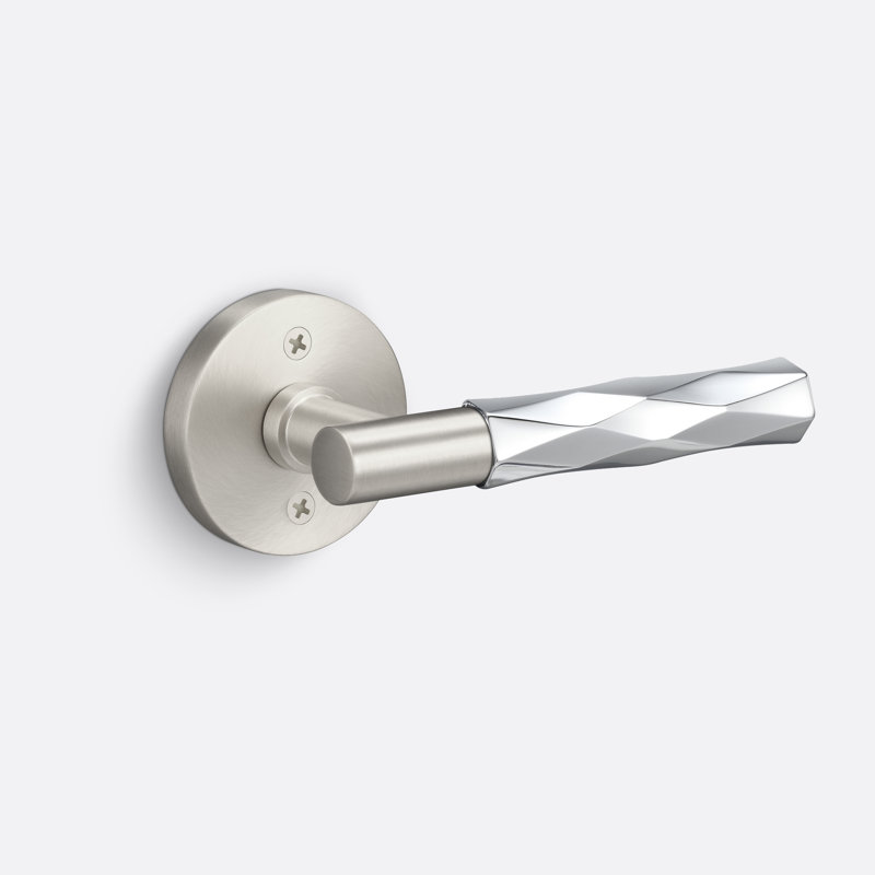 Rosette artificielle ronde Aspra, poignée Vertex, Nickel satiné / Chrome, Faux bouton simple