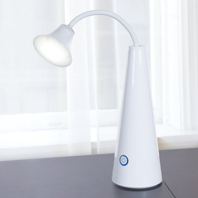 14" Desk Lamp, Contemporary LED Gooseneck Desk Lamp - White
