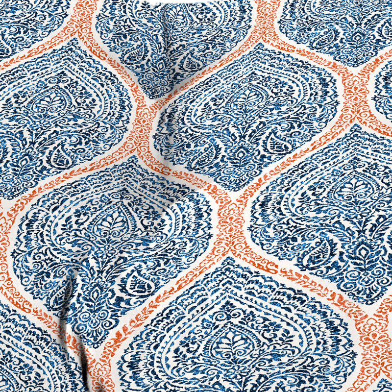 43" x 19" Tufted Outdoor Wicker Bench Cushion, Blue Paisley