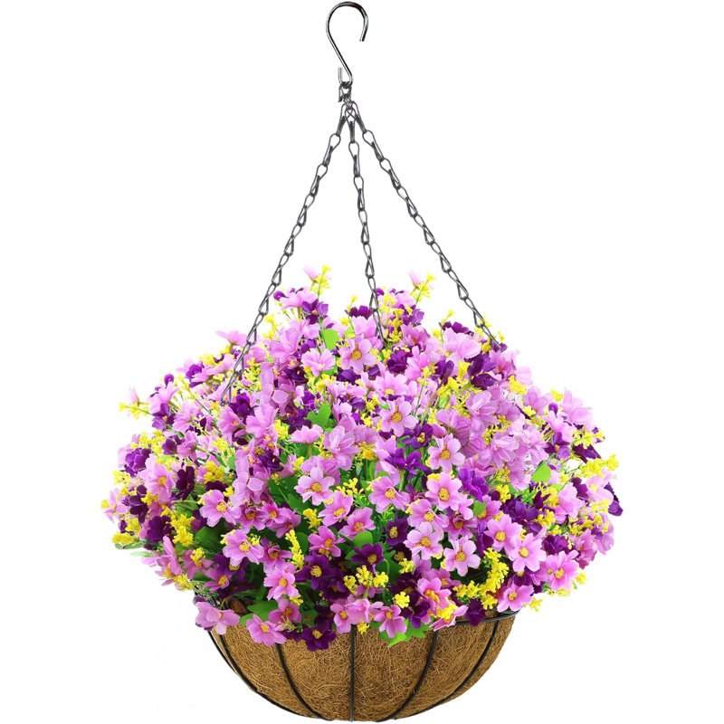 Primrue Hanging Basket Arrangement in Basket | Wayfair